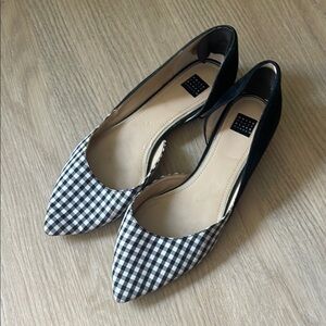 White House Black Market Black and White Gingham Flats